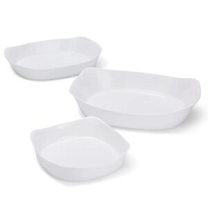 rubbermaid glass baking dishes for oven, casserole dish bakeware, duralite 3-piece set, white (no lids)