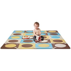 skip hop baby infant & toddler playmat with interlocking foam floor tiles, blue / gold