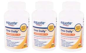 Equate One Daily Women's Health Tablets, 200 Count (Pack of 3)