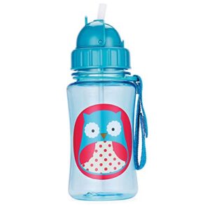 skip hop toddler sippy cup with straw, zoo straw bottle, owl