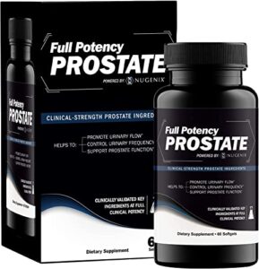 nugenix full potency prostate supplement for men – clinical-strength ingredients, saw palmetto, helps to increase urinary flow, control urinary frequency, and support prostate function, 60 capsules