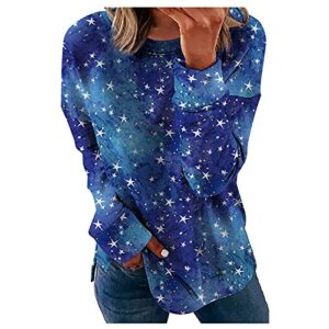 Plus Size Tops for Women Long Sleeve Blue Women's Long Sleeve V Neck Blouse Smocked Ruffle Slim Fit Casual Lantern Peplum Top Shirt