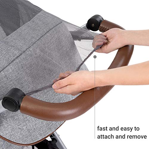 Inlesioo Baby Mosquito Net for Stroller and Carrycot - Jogging Stroller Insect Mesh Net - Universal Fit, Premium Quality: Machine Washable - Gray