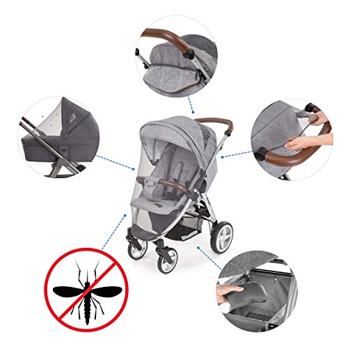 Inlesioo Baby Mosquito Net for Stroller and Carrycot - Jogging Stroller Insect Mesh Net - Universal Fit, Premium Quality: Machine Washable - Gray