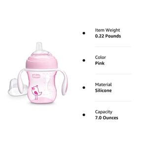 Chicco Soft Silicone Spout Spill Free Transition Baby Sippy Cup 7oz Pink 4m+