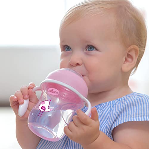 Chicco Soft Silicone Spout Spill Free Transition Baby Sippy Cup 7oz Pink 4m+