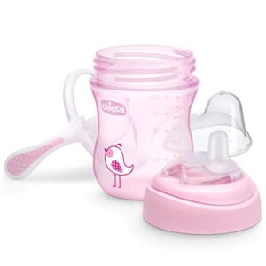 Chicco Soft Silicone Spout Spill Free Transition Baby Sippy Cup 7oz Pink 4m+