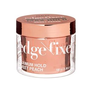 red by kiss edge fixer 24 hour maximum hold edge wax no flaking biotin b7 infused hair gel 3.38 fl.oz (sweet peach)