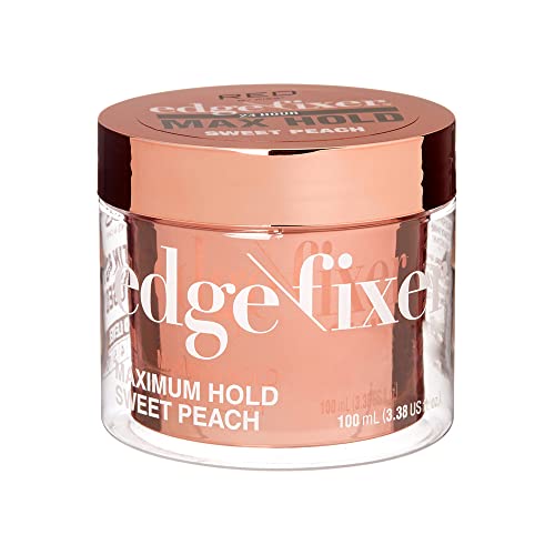 Red by Kiss Edge Fixer 24 Hour Maximum Hold Edge Wax No Flaking Biotin B7 Infused Hair Gel 3.38 fl.oz (Sweet Peach)