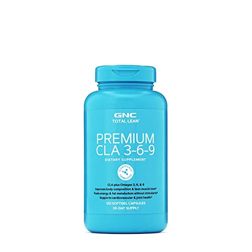 GNC Total Lean Premium CLA 3-6-9 | Improves Body Composition & Muscle Tone, Fuels Energy Without Stimulants, Supports Cardiovascular & Joint Health | 120 Softgel Capsules