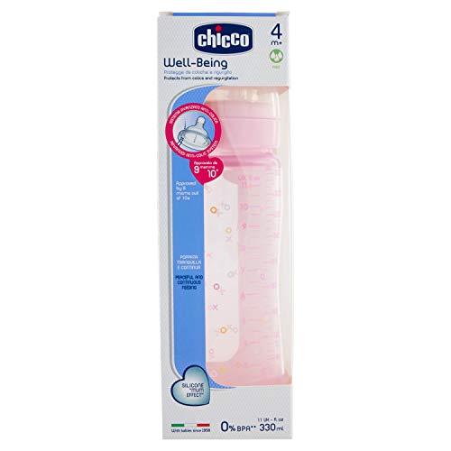 Chicco Baby Bottle Wellbeing Colored Polypropylene and Silicon Model 330ml + 4Mesi