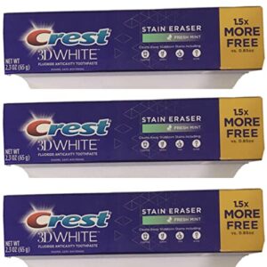 crest 3d white stain eraser fresh mint whitening toothpaste 2.3 oz(pack of 3)