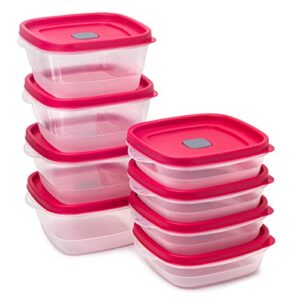 mrx solutions 16-piece food storage containers meal prep with lids and steam vents (red)