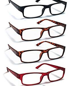 6 Pack Reading Glasses by BOOST EYEWEAR, Traditional Frames in Black, Tortoise Shell, Blue and Red, for Men and Women, with Comfort Spring Loaded Hinges, Assorted Colors, 6 Pairs (+2.50)