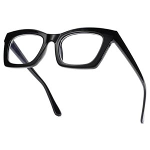 scvgver retro cateye glasses classic non-prescription clear lenses eyewear for women men (black frame/clear lens)