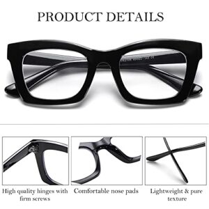 SCVGVER Retro Cateye Glasses Classic Non-Prescription Clear Lenses Eyewear for Women Men (Black Frame/Clear Lens)