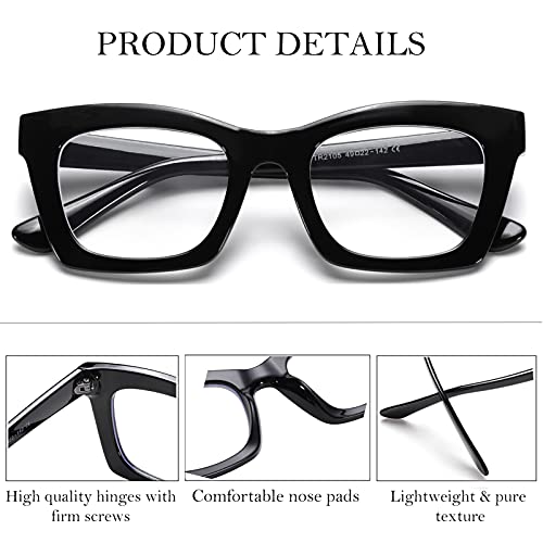 SCVGVER Retro Cateye Glasses Classic Non-Prescription Clear Lenses Eyewear for Women Men (Black Frame/Clear Lens)