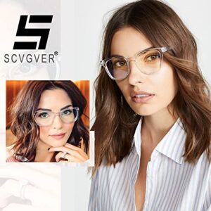 SCVGVER Retro Cateye Glasses Classic Non-Prescription Clear Lenses Eyewear for Women Men (Black Frame/Clear Lens)