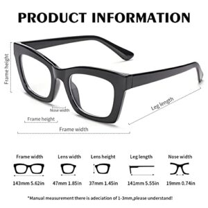 SCVGVER Retro Cateye Glasses Classic Non-Prescription Clear Lenses Eyewear for Women Men (Black Frame/Clear Lens)