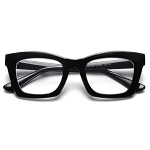 SCVGVER Retro Cateye Glasses Classic Non-Prescription Clear Lenses Eyewear for Women Men (Black Frame/Clear Lens)