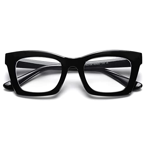 SCVGVER Retro Cateye Glasses Classic Non-Prescription Clear Lenses Eyewear for Women Men (Black Frame/Clear Lens)