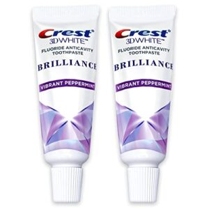 crest 3d white brilliance toothpaste, vibrant peppermint, travel size 0.85 oz (24g) – pack of 2