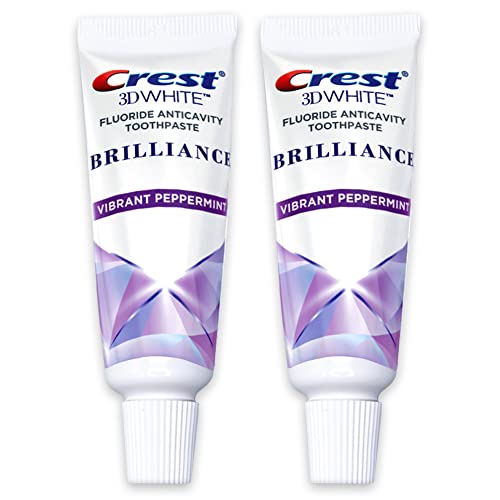 Crest 3D White Brilliance Toothpaste, Vibrant Peppermint, Travel Size 0.85 oz (24g) - Pack of 2