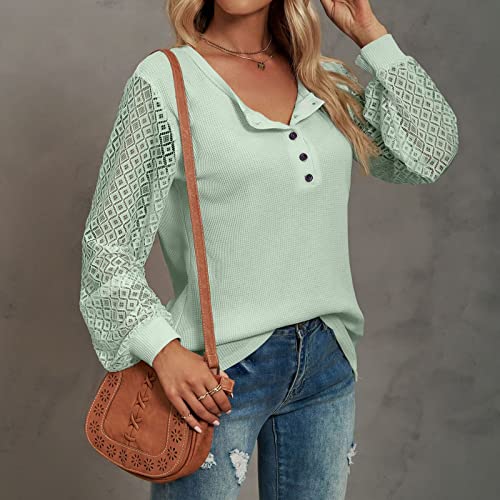 Flannel Shirts for Women Without Pockets Sweatshirts for Women Crewneck Long Sleeve Shirts Tunic Tops for Leggings Green