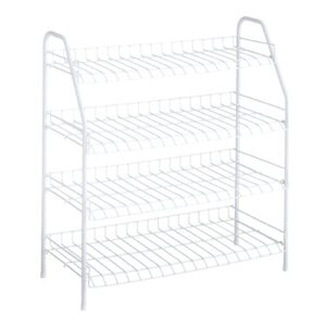 rubbermaid 4-tier wire shoe rack, white, simple assemble, storage shelf for organization in bedroom/closet