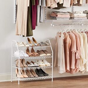 Rubbermaid 4-Tier Wire Shoe Rack, White, Simple Assemble, Storage Shelf for Organization in Bedroom/Closet