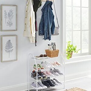 Rubbermaid 4-Tier Wire Shoe Rack, White, Simple Assemble, Storage Shelf for Organization in Bedroom/Closet