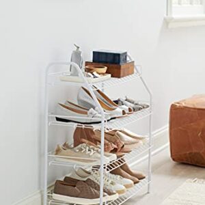 Rubbermaid 4-Tier Wire Shoe Rack, White, Simple Assemble, Storage Shelf for Organization in Bedroom/Closet