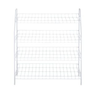 Rubbermaid 4-Tier Wire Shoe Rack, White, Simple Assemble, Storage Shelf for Organization in Bedroom/Closet