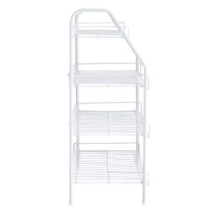 Rubbermaid 4-Tier Wire Shoe Rack, White, Simple Assemble, Storage Shelf for Organization in Bedroom/Closet