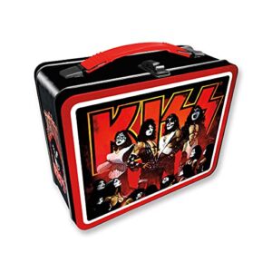 aquarius kiss fun box – sturdy tin storage box with plastic handle & embossed front cover – officially licensed kiss merchandise & collectible gifts for kids, teens & adults
