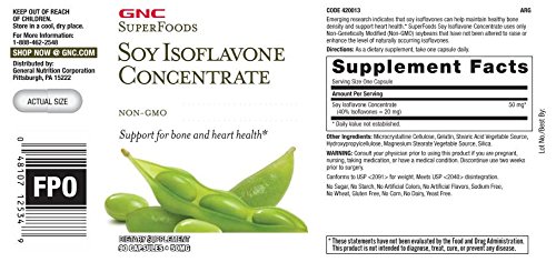 GNC SuperFoods Soy Isoflavone Concentrate, 90 Capsules, Supports for Bone and Heart Health