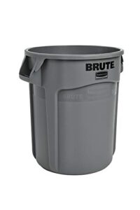 rubbermaid commercial products fg261000gray brute heavy-duty round trash/garbage can, 10-gallon, gray