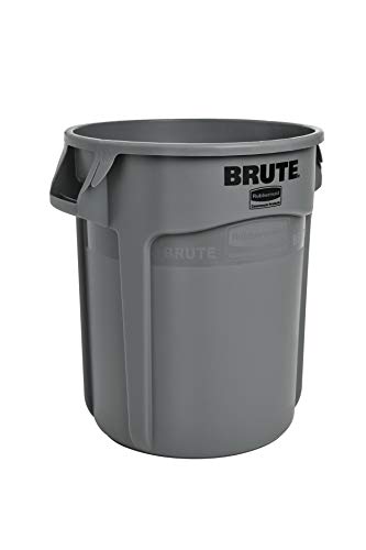 Rubbermaid Commercial Products FG261000GRAY Brute Heavy-Duty Round Trash/Garbage Can, 10-Gallon, Gray