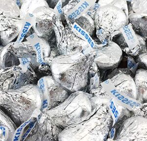 hershey kisses milk chocolate silver foil wrap candy, approx. 98+ pieces (in tundras sealed bag)