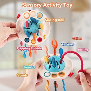 FICUS Baby Montessori Toys 18 Months and up,UFO Food Grade Silicone Pull String Activity Toy,Baby Sensory Toys Early Development Toys, Fine Motor Skills Toys for 2 3 Year Old Boys Girls
