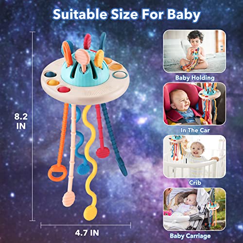 FICUS Baby Montessori Toys 18 Months and up,UFO Food Grade Silicone Pull String Activity Toy,Baby Sensory Toys Early Development Toys, Fine Motor Skills Toys for 2 3 Year Old Boys Girls