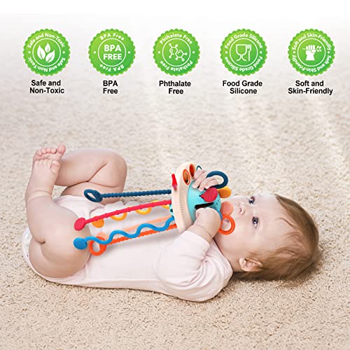 FICUS Baby Montessori Toys 18 Months and up,UFO Food Grade Silicone Pull String Activity Toy,Baby Sensory Toys Early Development Toys, Fine Motor Skills Toys for 2 3 Year Old Boys Girls