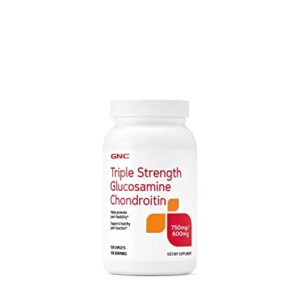 gnc triple strength glucosamine chondroitin 750mg/600mg, 120 caplets, supports healthy joint function