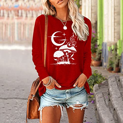 Womens Tops Plus Size Long Sleeve Thin T Shirt Women Women Fashion Casual V Neck Button Stitching Color Tunic Tops to Wear with Leggings Plus Sized Red