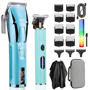 zesuti professional hair clippers for men with beard trimmer set,cordless 2 adjustable speeds barber hair clipper haircut kit & t-blade trimmer usb rechargeable hair cutting grooming kit