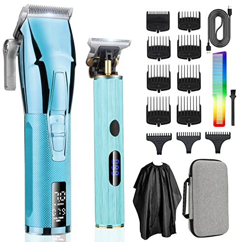 Zesuti Professional Hair Clippers for Men with Beard Trimmer Set,Cordless 2 Adjustable Speeds Barber Hair Clipper Haircut Kit & T-Blade Trimmer USB Rechargeable Hair Cutting Grooming Kit