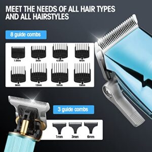 Zesuti Professional Hair Clippers for Men with Beard Trimmer Set,Cordless 2 Adjustable Speeds Barber Hair Clipper Haircut Kit & T-Blade Trimmer USB Rechargeable Hair Cutting Grooming Kit