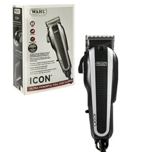wahl professional icon clipper – full size with ultra powerful v9000 motor for professional barbers and stylists – model 8490-900, black