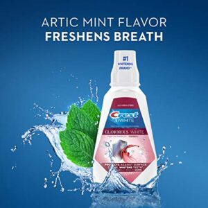 Crest 3D White Glamorous White Mouthwash, Alcohol Free Multi-Care Whitening Mouthwash, Arctic Mint, 16 fl oz (473 mL) - Pack of 4