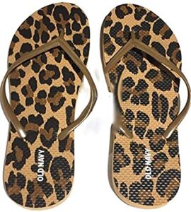 old navy flip flop sandals for women, great for beach or casual wear (7 leopard)